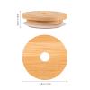 16PCS Bamboo Jar Lids with Straw Hole Reusable Bamboo Canning Jar Lids for Regular Mouth Mason 70MM view 3