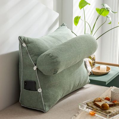 WANGPP Triangular Reading Pillow - Bed/Sofa Backrest Cushion,Maternity Support Cushion,Wedge Pillow,with Detachable Neck Roll and Side Pocket Design,Easy to Disassemble and Clean