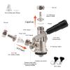 Dbgogo European Sankey S System Keg Coupler, 1/4'' Beer Barb Stainless Steel Probe Brass Body 5/16'' Gas Tailpiece Draft Kegerator Tap Dispenser with Safety Pressure Relief Valve Brewing Hose Clamp view 2