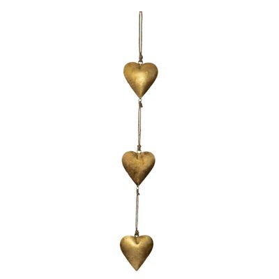 Mie Creations Vintage Metal Heart Wall Hanging Art, Gold Hearts Shaped Bedroom Wall Decor | Anniversary Decorations for Couples, Farmhouse Country Rustic Love Heart, Golden 27''