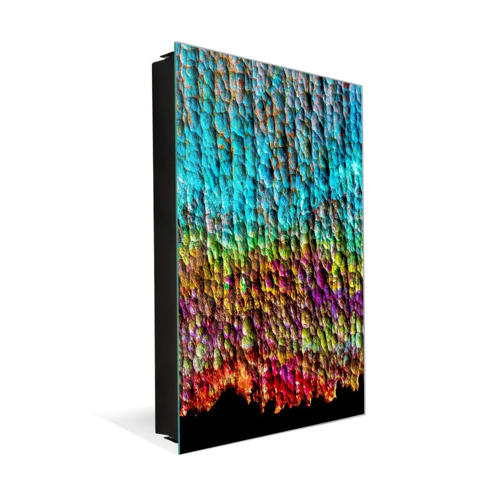 Concept Crystal 50 Keys Cabinet with Decorative Front Panel and Glass White Board KN04 Rusted Textures Series