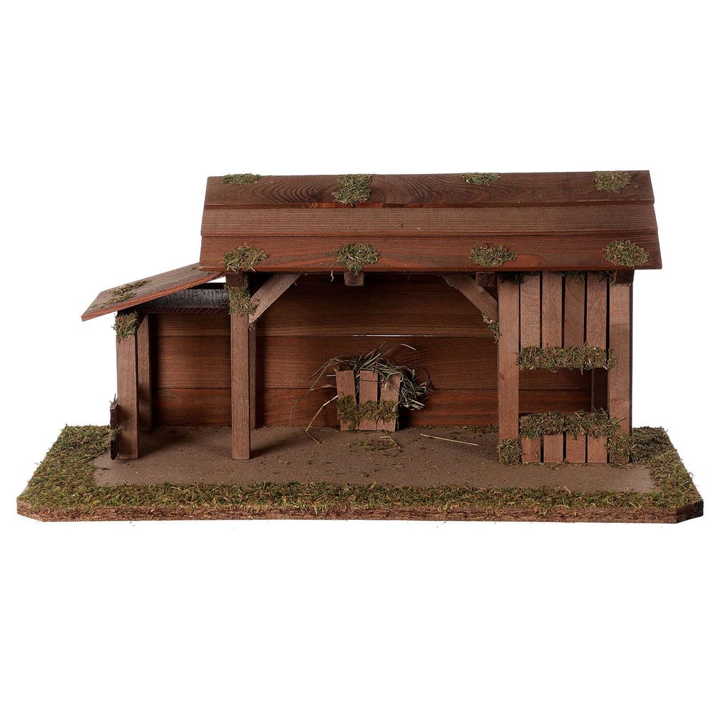 Holyart Nativity Stable in Wood, Scandinavian Model 25x50x25 cm for 10 cm Statues