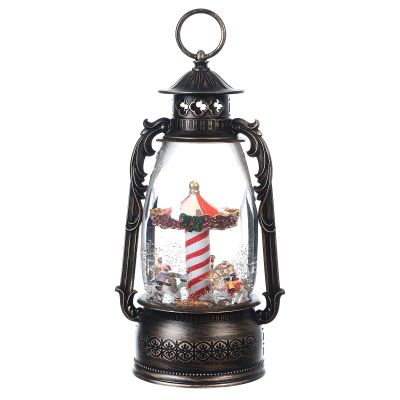 Holyart Glass Snow Globe Lantern Carousel of Horses 30x18x10 cm LED