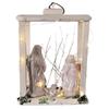 Holyart Nativity Lantern Wood 20 cm White Deruta Terracotta 20 LEDs 35x26x20 cm view 1