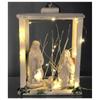 Holyart Nativity Lantern Wood 20 cm White Deruta Terracotta 20 LEDs 35x26x20 cm view 2
