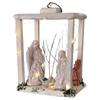 Holyart Nativity Lantern Wood 20 cm White Deruta Terracotta 20 LEDs 35x26x20 cm view 3
