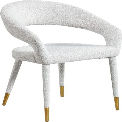 Meridian Furniture 539Cream-C Destiny Collection Modern | Contemporary Fabric Upholstered Rounded Back Dining Chair, Cream, 23" W x 23" D x 31.5" H