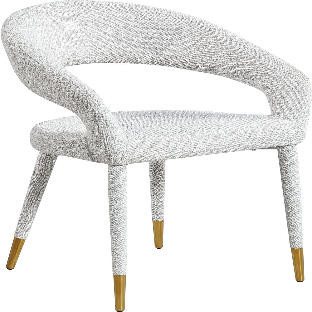 Meridian Furniture 539Cream-C Destiny Collection Modern | Contemporary Fabric Upholstered Rounded Back Dining Chair, Cream, 23" W x 23" D x 31.5" H
