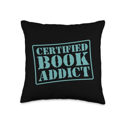 Certified Book Addict Funny Book Reading Literary Librarian Throw Pillow