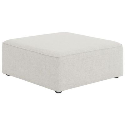 Meridian Furniture 630Cream-Ott Cube Collection Modern | Contemporary Linen Textured Upholstered Modular Ottoman, Cream, 36" W x 36" D x 17" H