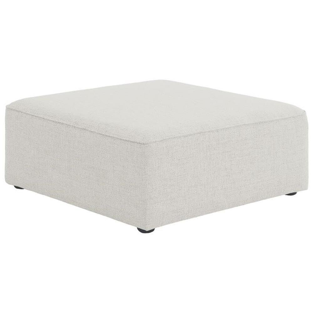 Meridian Furniture 630Cream-Ott Cube Collection Modern | Contemporary Linen Textured Upholstered Modular Ottoman, Cream, 36" W x 36" D x 17" H