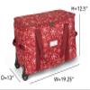 Covermates Keepsakes Rolling Treasurekeeper Storage Bag  Heavy-Duty Polyester with Dual Wheels & Handles  Protects Holiday Decorations with ID Window & Dual Zipper Access, Red Snowflake view 3