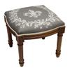 123 Creations FS048XXGY Grey Fleur De Lis Upholstered Wooden Vanity Stool Wood Stain view 1