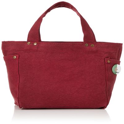 F-Style Canvas Tote Bag with Flag Can Badge, Red