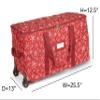 Covermates Keepsakes Rolling Treasurekeeper Storage Bag  Heavy-Duty Polyester with Dual Wheels & Handles  Protects Holiday Decorations with ID Window & Dual Zipper Access, Red Snowflake view 3