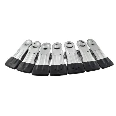 Hahiyo Stainless Steel Clothespins Sock Clip Laundry 2.2inch Length with Spring Strong Grip Windproof Easy Pinch Hang Handy Save Space Not Damage Leave Pinch Mark for Clothesline Towel Black 7PCS