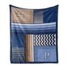 Ambesonne Letter P Throw Blanket, Gradient Colors and Curvy Leafs Stylish ABC with Abstract and Modern Art, Flannel Fleece Accent Piece Soft Couch Cover for Adults, 70" x 90", Night Blue Eggshell view 1