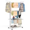 Bigzzia 4 Tier Folding Drying Rack Clothing Clothes Horses Rack Stainless Steel Laundry Drying Rack (Grey White, 4 Tier) view 1