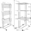 Bigzzia 4 Tier Folding Drying Rack Clothing Clothes Horses Rack Stainless Steel Laundry Drying Rack (Grey White, 4 Tier) view 3