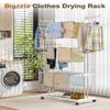 Bigzzia 4 Tier Folding Drying Rack Clothing Clothes Horses Rack Stainless Steel Laundry Drying Rack (Grey White, 4 Tier) view 4