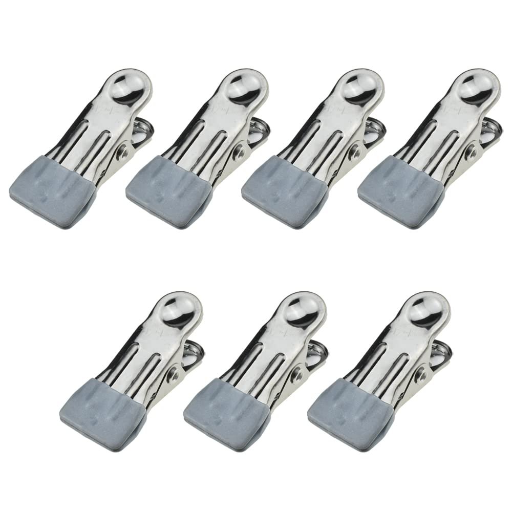 Hahiyo Stainless Steel Clothespins Sock Clip Laundry 2.2inch Length with Spring Strong Grip Windproof Easy Pinch Hang Handy Save Space Not Damage Leave Pinch Mark for Clothesline Towel Silver 7PCS