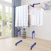 Bigzzia Clothes Drying Rack, Folding Stainless Steel Drying Rack Clothing Indoor Outdoor, Space-Saving, 4 Tier Laundry Drying Rack with Two Side Wings Grey Blue view 2