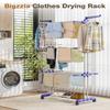 Bigzzia Clothes Drying Rack, Folding Stainless Steel Drying Rack Clothing Indoor Outdoor, Space-Saving, 4 Tier Laundry Drying Rack with Two Side Wings Grey Blue view 3