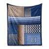 Ambesonne Letter H Throw Blanket, Gradient Colors and Curvy Leafs Stylish ABC with Abstract and Modern Art, Flannel Fleece Accent Piece Soft Couch Cover for Adults, 70" x 90", Night Blue Eggshell view 1