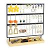 XIANGGUI 1983 Jewelry Towers Earrings Holder 3 Layers Jewelry Organizer Display Tree Metal Wooden Base Earring Rack for Hang Ear Studs Bracelets Necklace New Jewelry Boxes (Color : Black) view 1