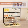 XIANGGUI 1983 Jewelry Towers Earrings Holder 3 Layers Jewelry Organizer Display Tree Metal Wooden Base Earring Rack for Hang Ear Studs Bracelets Necklace New Jewelry Boxes (Color : Black) view 4