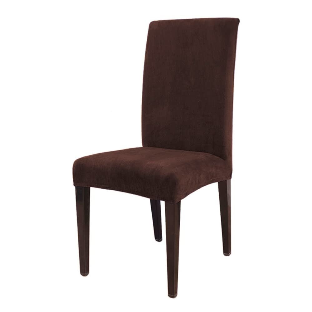 1/2/4/6 Pieces Universal Size Chair Cover Big Elastic Chair Covers Jacquard Fabric and Velvet Fabric Seat Case for Dining Room,Plush,Coffee,4 pcs