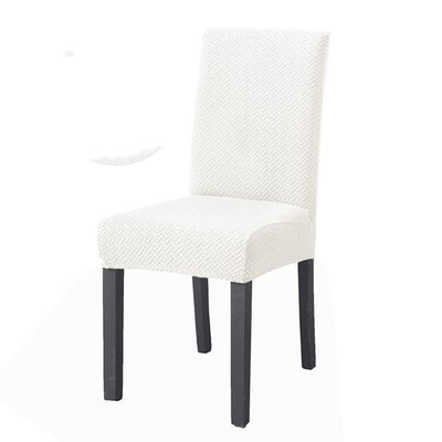 1/2/4/6 Pieces Universal Size Chair Cover Big Elastic Chair Covers Jacquard Fabric and Velvet Fabric Seat Case for Dining Room,White,6 pcs