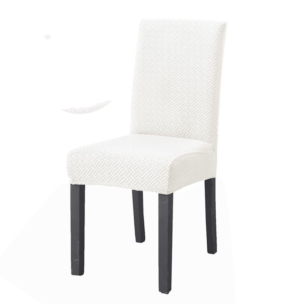 1/2/4/6 Pieces Universal Size Chair Cover Big Elastic Chair Covers Jacquard Fabric and Velvet Fabric Seat Case for Dining Room,White,6 pcs