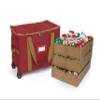 Covermates Keepsakes Rolling Adjustable Ornament Storage Bag  Heavy-Duty Polyester, FlexGrid Trays & Padded Dividers  Protective Holiday Organizer with Wheels, Handles & ID Window, Red view 1