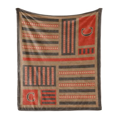 Ambesonne Letter C Throw Blanket, Tribal Chevron Herringbone Pattern Indigenous Breeze from Old Times Art, Flannel Fleece Accent Piece Soft Couch Cover for Adults, 70" x 90", Dark Brown Caramel