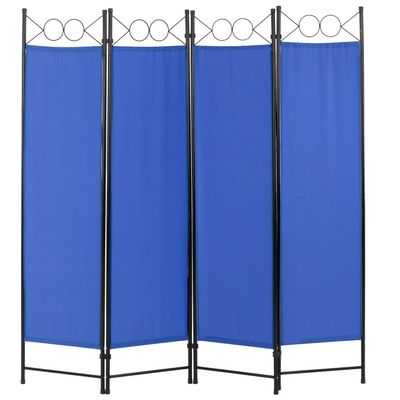 4 Panel Room Divider 6FT Steel Frame Screen Folding Privacy Divider Freestanding Partition for Home Office Bedroom (Blue)