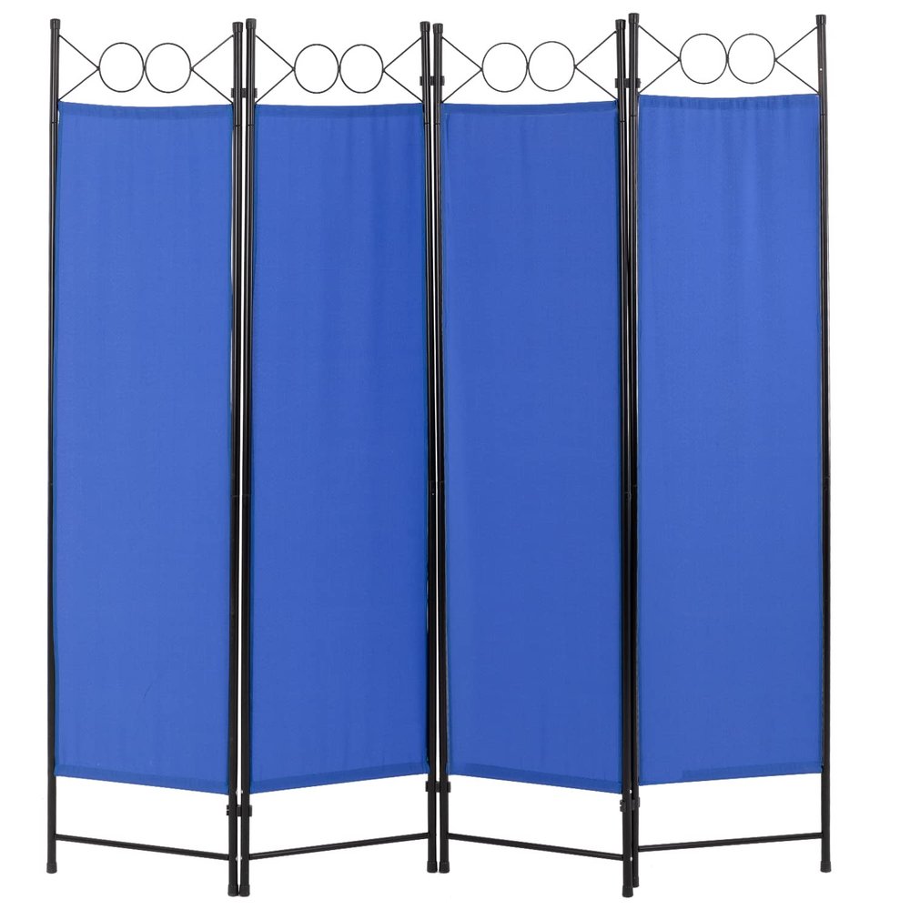 4 Panel Room Divider 6FT Steel Frame Screen Folding Privacy Divider Freestanding Partition for Home Office Bedroom (Blue)