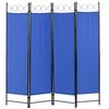 4 Panel Room Divider 6FT Steel Frame Screen Folding Privacy Divider Freestanding Partition for Home Office Bedroom (Blue) view 1