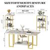 AWQM Faux Marble Table Set, Coffee Table & 2 Side Table, Faux Marble Tabletop and Metal Frame, 3 Piece Table Sets, for Living Room Apartment, White & Gold view 2