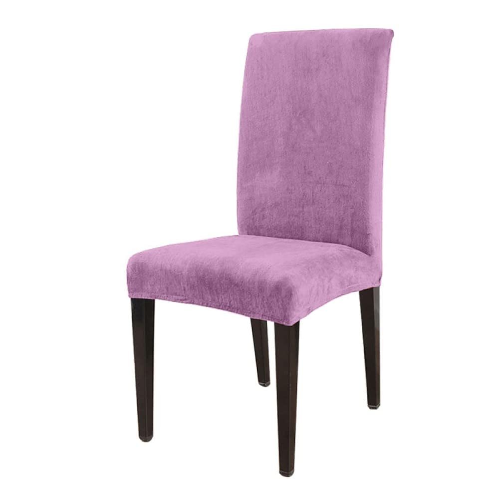 1/2/4/6 Pieces Universal Size Chair Cover Big Elastic Chair Covers Jacquard Fabric and Velvet Fabric Seat Case for Dining Room,Plush,Lilac,6 pcs