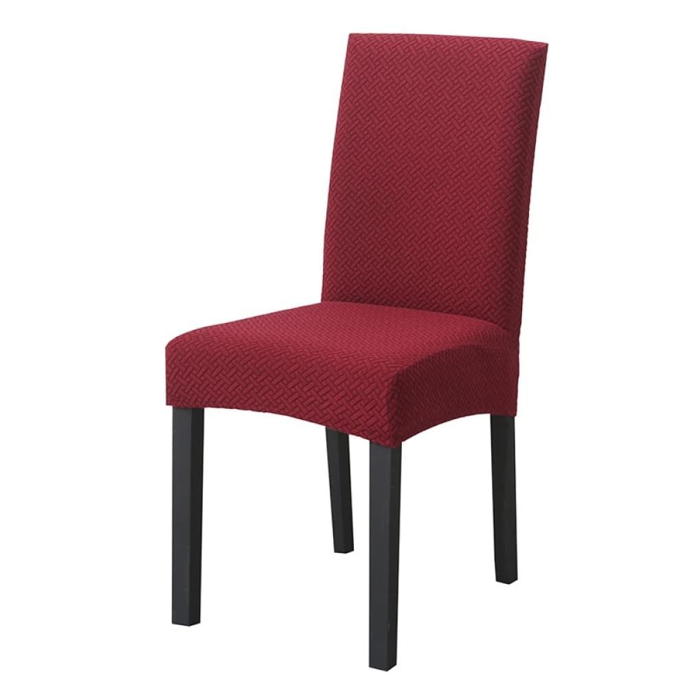 1/2/4/6 Pieces Universal Size Chair Cover Big Elastic Chair Covers Jacquard Fabric and Velvet Fabric Seat Case for Dining Room,Wine,4 pcs