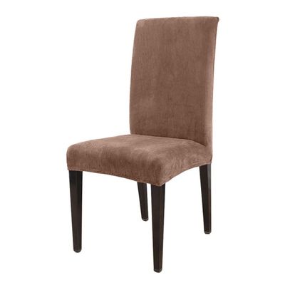 1/2/4/6 Pieces Universal Size Chair Cover Big Elastic Chair Covers Jacquard Fabric and Velvet Fabric Seat Case for Dining Room,Plush,Beige,4 pcs