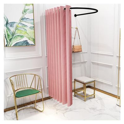 XJJUN Changing Room, U Type Fitting Room Curtain Metal Fitting Rod Portable Dressing Room Privacy Tent for Clothing Store Shopping Mall (Color : Pink, Size : 85x80cm)