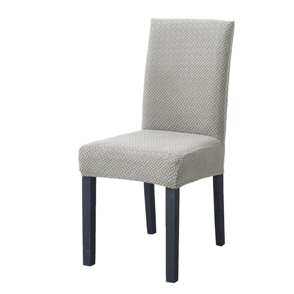 1/2/4/6 Pieces Universal Size Chair Cover Big Elastic Chair Covers Jacquard Fabric and Velvet Fabric Seat Case for Dining Room,Silver,6 pcs