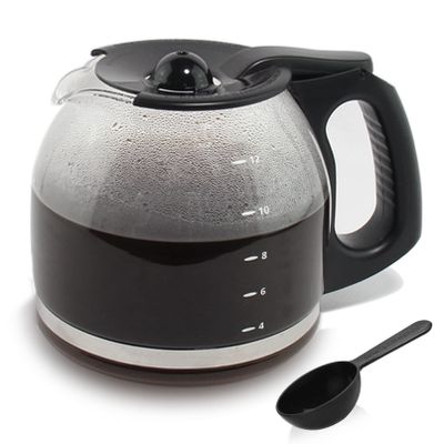 12-Cup Replacement Coffee Carafe Compatible with Mr. Coffee Coffee maker Pot, Replace Part# PLD12 PLD12-RB Series, Black Handle