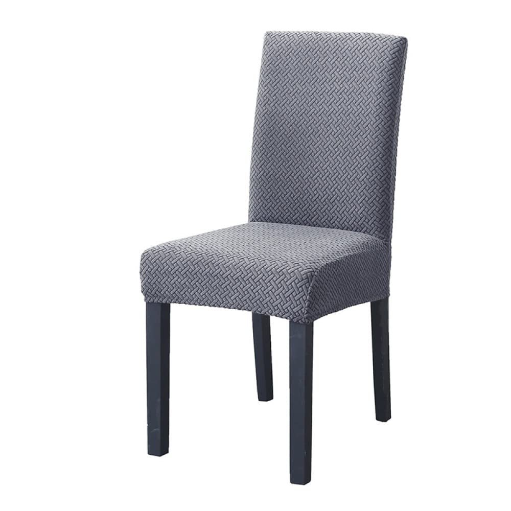 1/2/4/6 Pieces Universal Size Chair Cover Big Elastic Chair Covers Jacquard Fabric and Velvet Fabric Seat Case for Dining Room,Grey,4 pcs