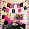 30th Birthday Decorations for Women Hot Pink and Black Gold Happy Birthday Bunting Banner Tissue Pom Poms Paper Fans Circle Dots Fantastic 30 Birthday Party Supplies view 2