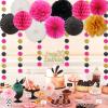 30th Birthday Decorations for Women Hot Pink and Black Gold Happy Birthday Bunting Banner Tissue Pom Poms Paper Fans Circle Dots Fantastic 30 Birthday Party Supplies view 4