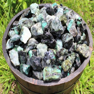 1/2 lb Lot Rough Unsearched Natural Emerald Minerals Raw Gemstone Lapidary, 8 oz