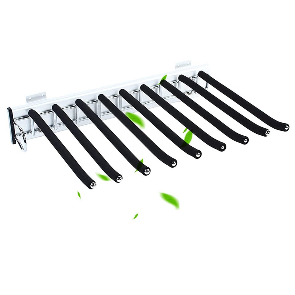 9 Arms Pull Out Trouser Hanger Rack, Scarf/Tie Hangers, Extendable Pants Holder Non Slip 32.5x35.5cm/12.8x14in